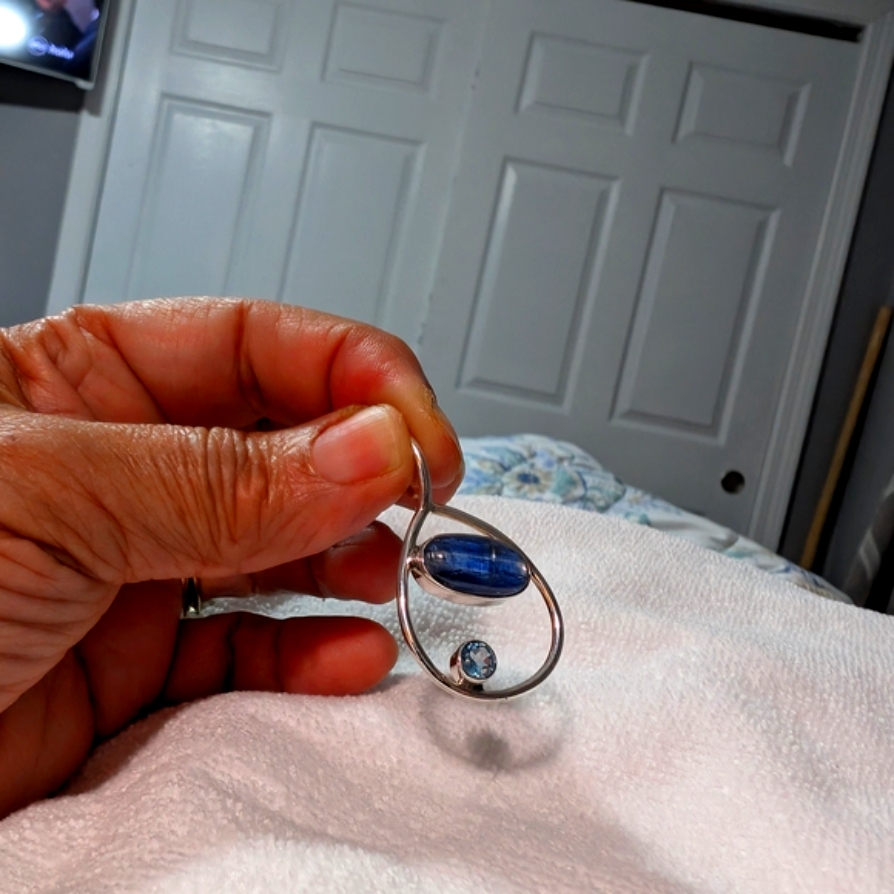 Sterling Silver Blue Topaz And Kyanite Stone Pendant